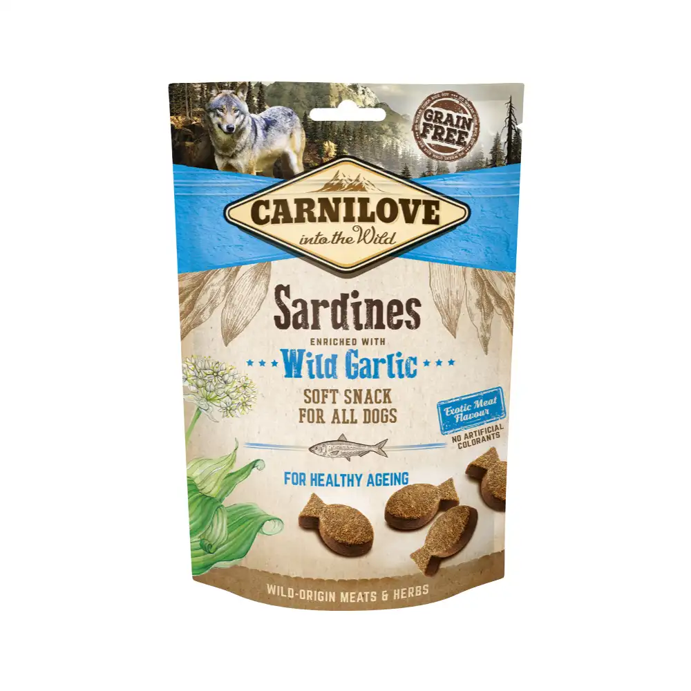 CARNILOVE SEMI MOIST SNACK SARDINES ENRICHED WITH WILD GARLIC 200G